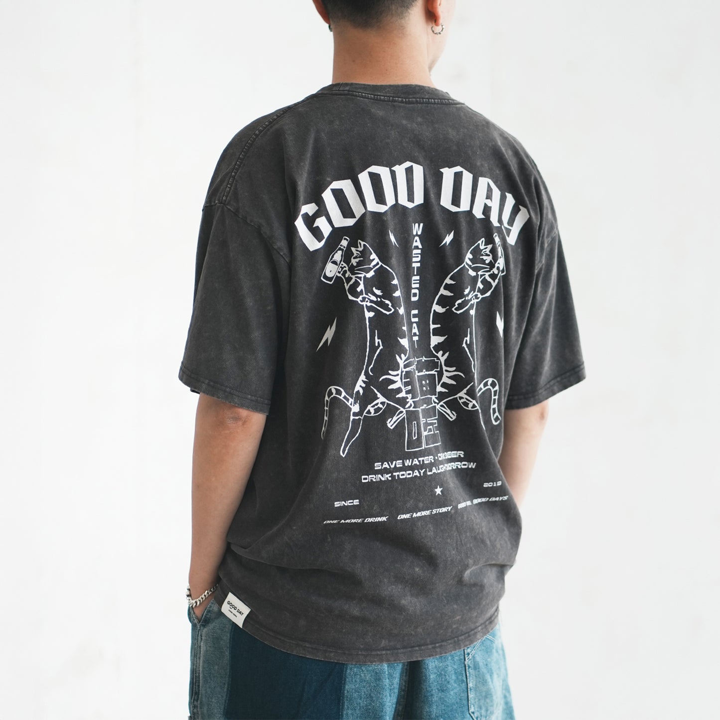 (ZT1653) Wasted Cat Graphic Tee