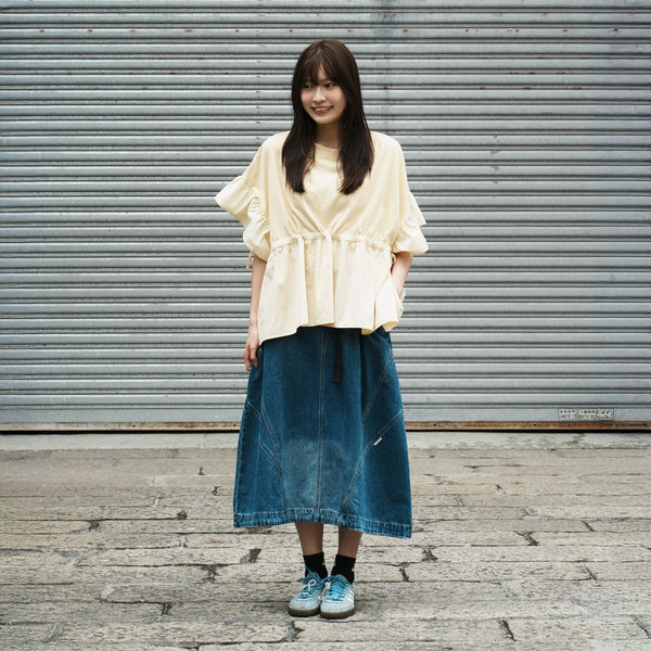 (TP1634) Garment Dye Wash Ruffles Top
