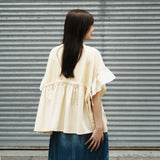 (TP1634) Garment Dye Wash Ruffles Top