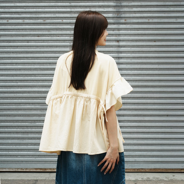 (TP1634) Garment Dye Wash Ruffles Top