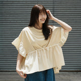 (TP1634) Garment Dye Wash Ruffles Top