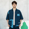 (ST458) Indigo Patchwork Short Sleeve Shirt