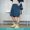 (SP400) Indigo Corduroy Cargo Shorts