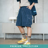 (SP400) Indigo Corduroy Cargo Shorts