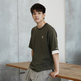 (TP1612) Layered Sleeve Embroidery Tee
