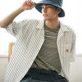 (ST461) Stripe Short Sleeve Shirt