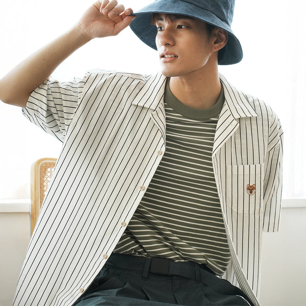 (ST461) Stripe Short Sleeve Shirt