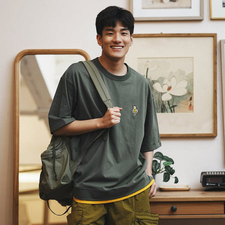 (ZT1436) Japan Paisley Fabric Roll Sleeve Tee