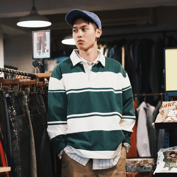 (TP1767) 橫間長袖欖球Polo