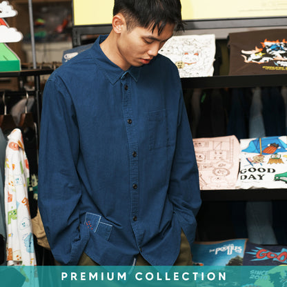 (ST481) Indigo Shirt With Tie