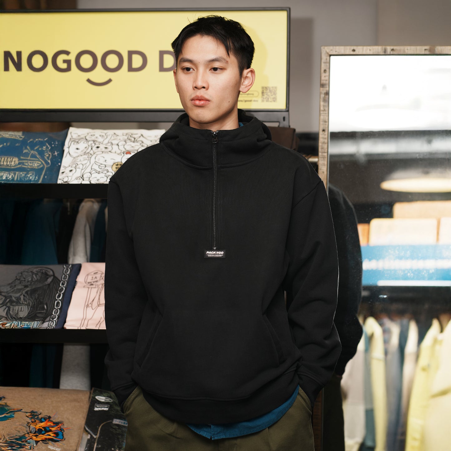 (SW527) Heavyweight Half Zip Hoodie