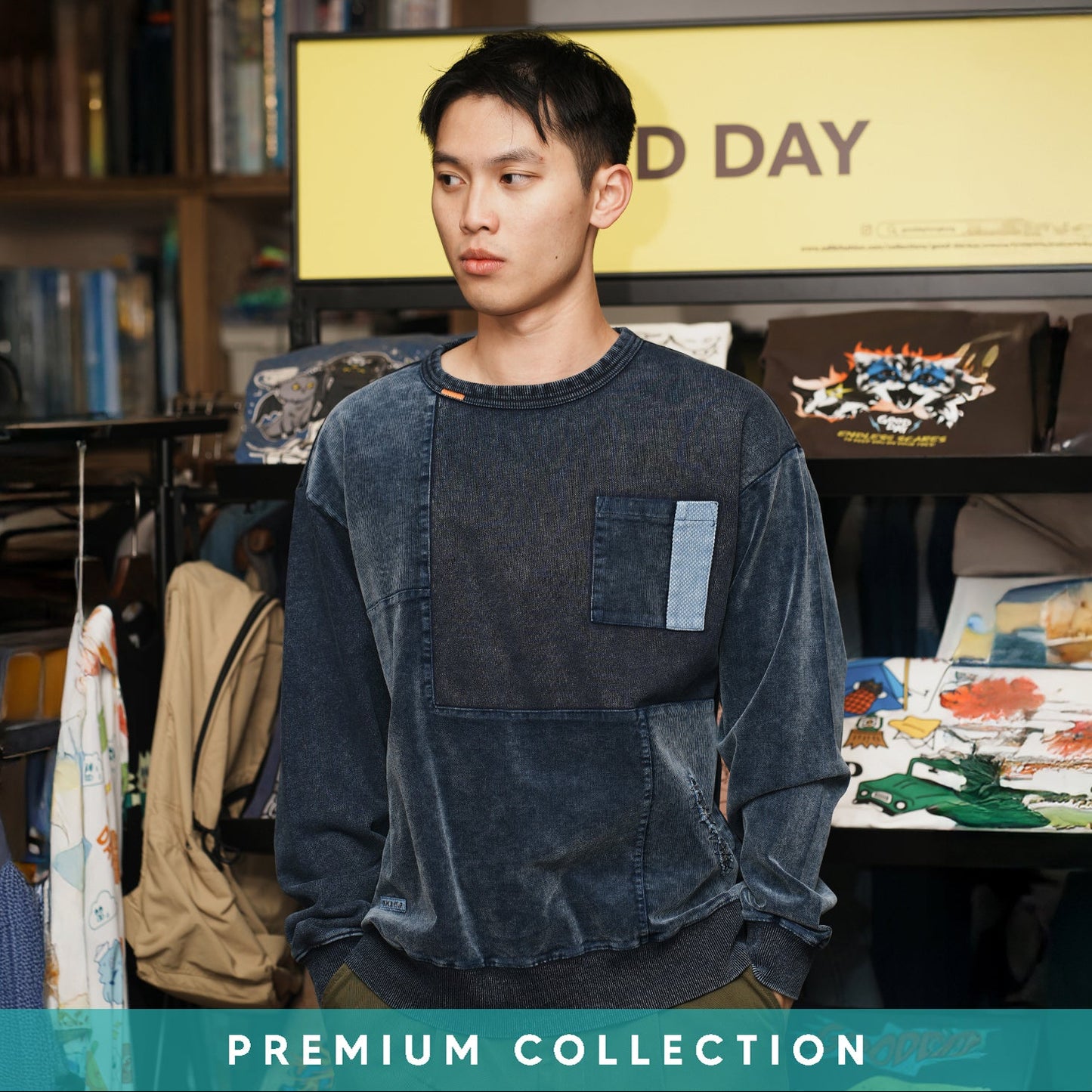 (SW518) Indigo Boro Sweater