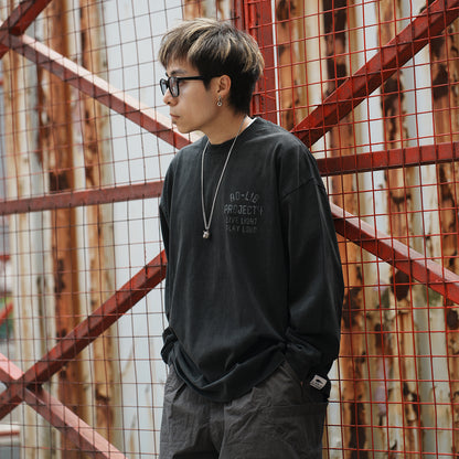(EX647) Message Washed Long Sleeve Tee