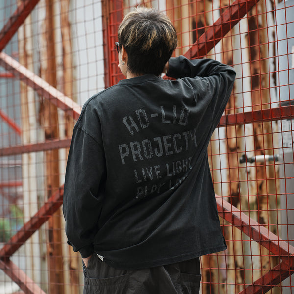 (EX647) Message Washed Long Sleeve Tee