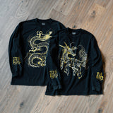 (EX676) Gold Dragon Long Sleeve Washed Tee