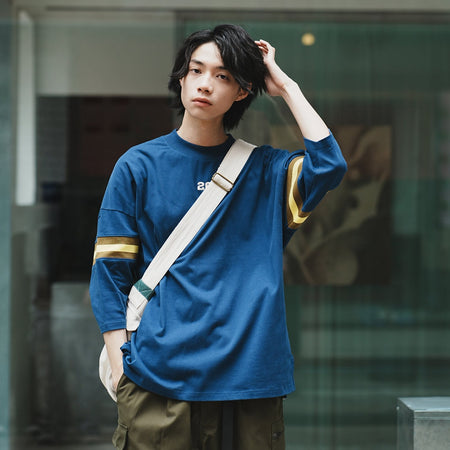 (ZT1436) Japan Paisley Fabric Roll Sleeve Tee