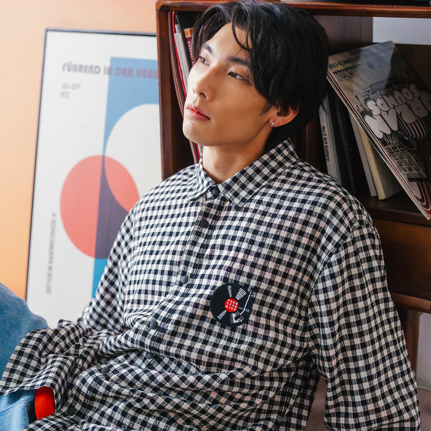 (ST522) Vinyl Check Shirt