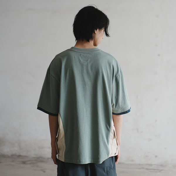 (TP1326) Mix Fabric Side Pocket Tee