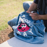 (EX689) Logo Face Washed Tote Bag