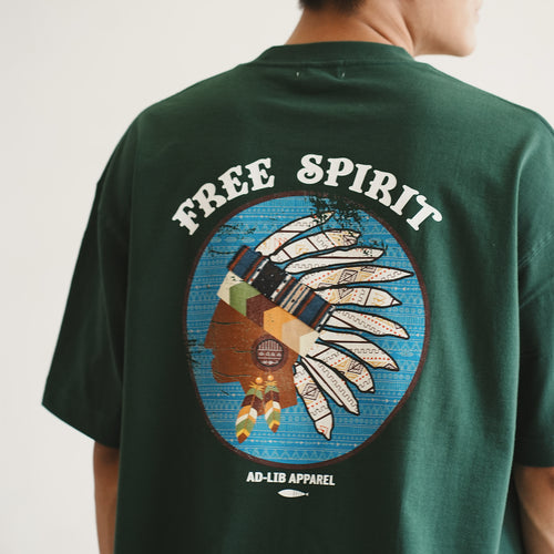 (ZT1457) Native American Cheif Graphic Patch Tee