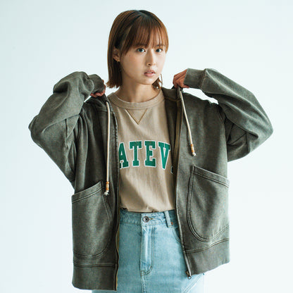 (JK410) Washed Zip Up Jacket