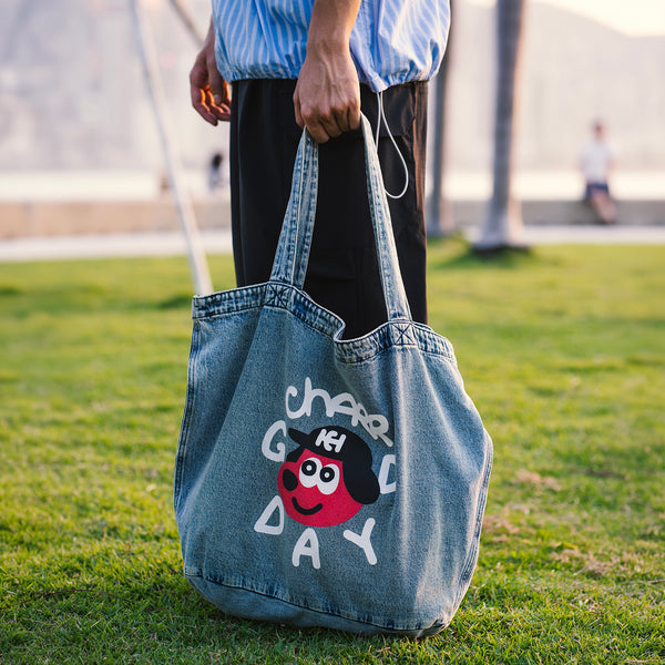 (EX689) Logo Face Washed Tote Bag