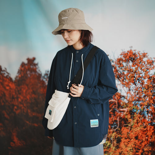 (ST325) Outdoor Drawstrings Collarless Shirt