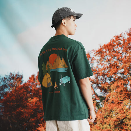 (ZT1411) Camp Fire Embroidery Graphic Tee