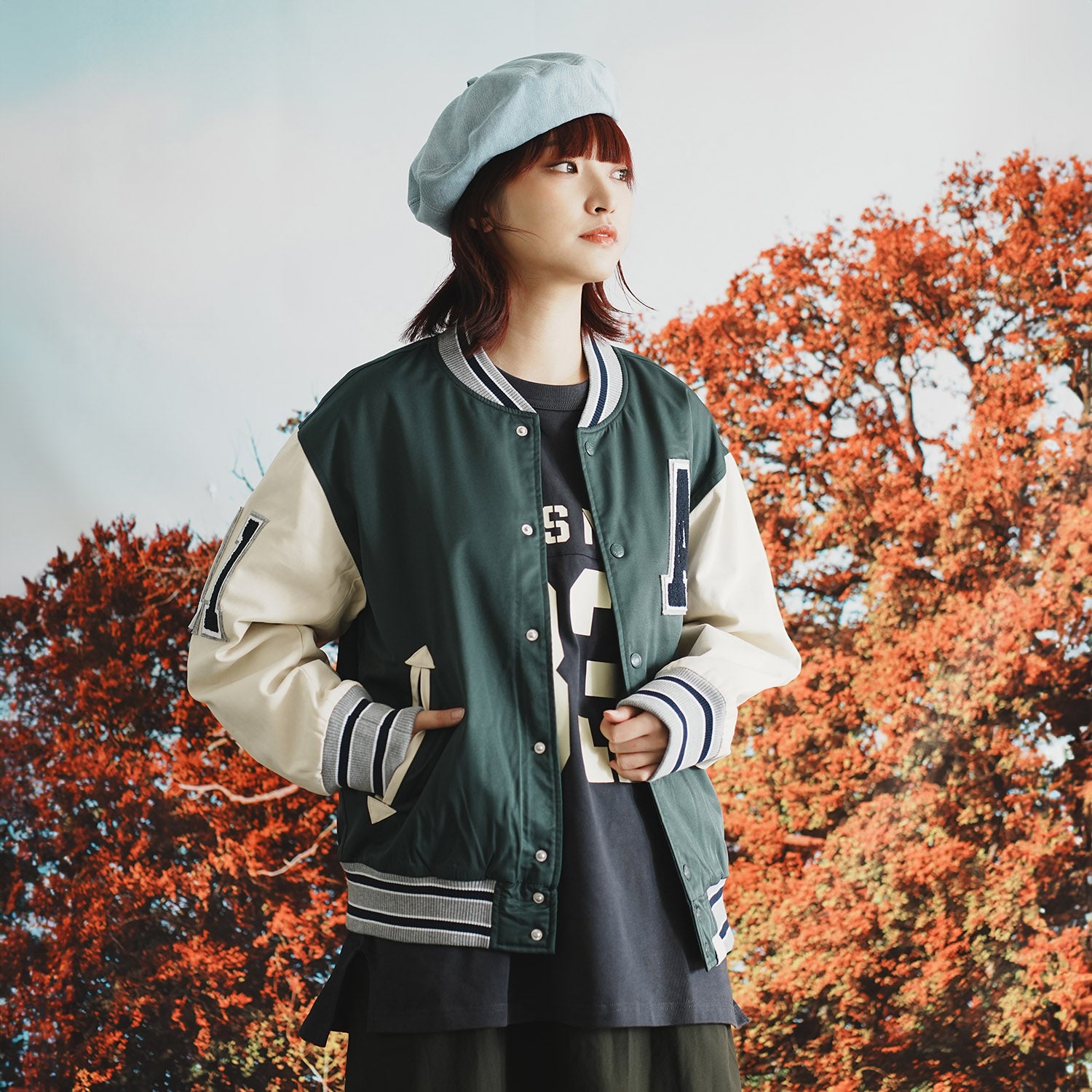 (JK319) Embroidered Varsity Jacket adlib
