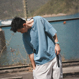 (TP1578) Washed Henley Neck Tee