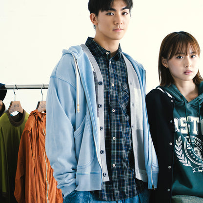 (JK410) Washed Zip Up Jacket