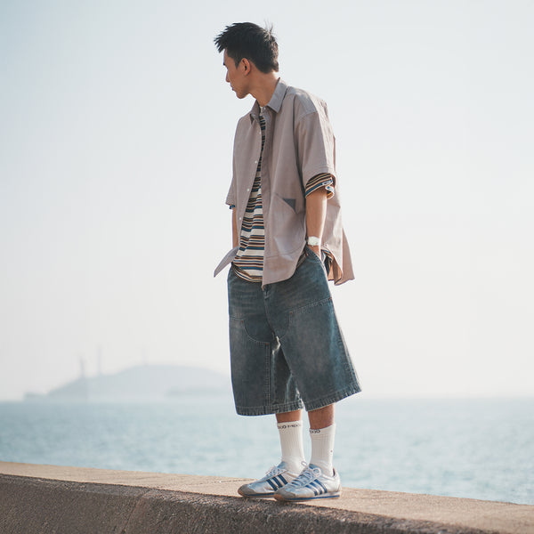 (SP395) Washed Double Knee Jorts