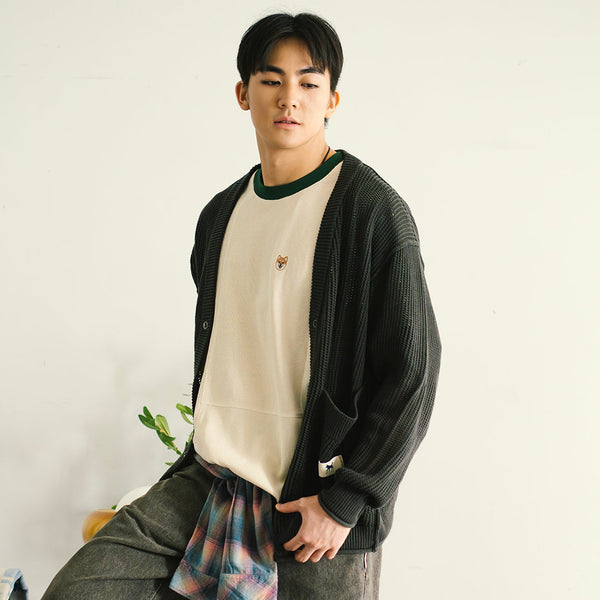 (CD106) Knit Mesh Cardigan