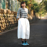 (DS020) Belted Pleated Midi Skirt