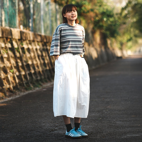 (DS020) Belted Pleated Midi Skirt