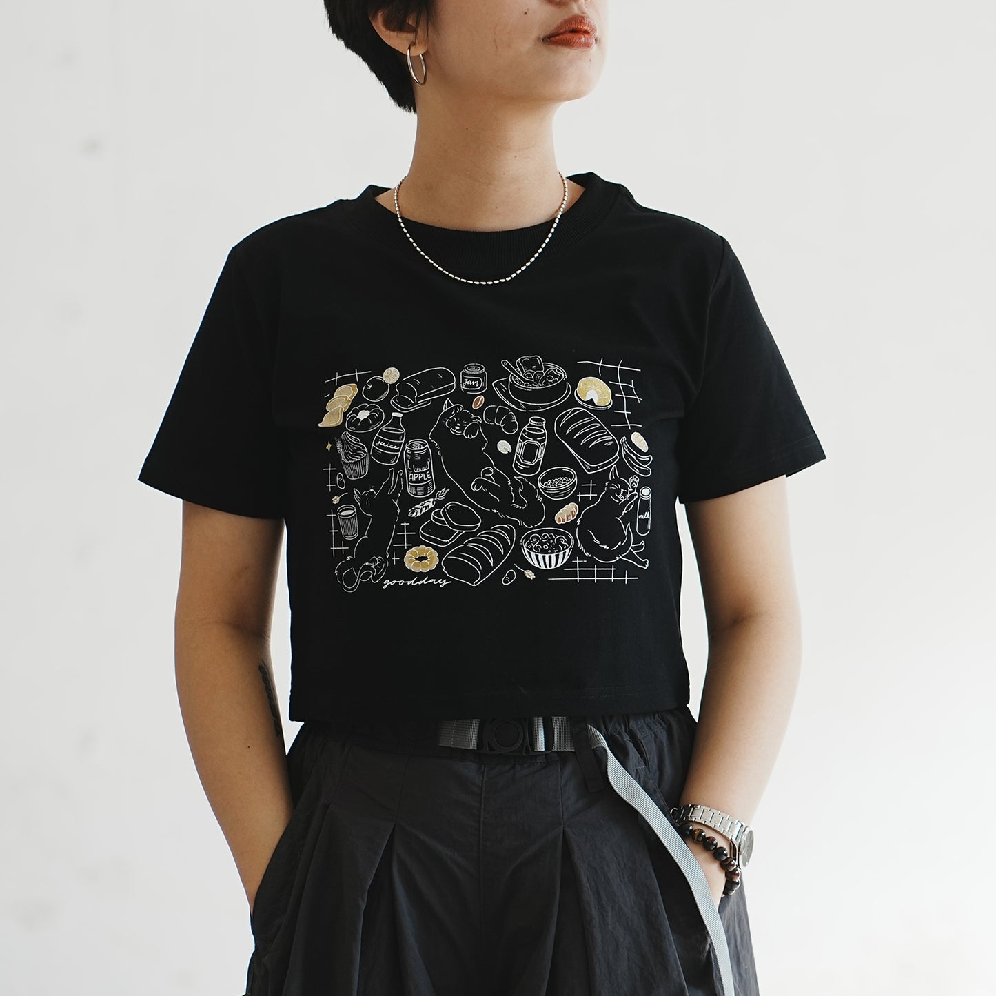 (ZT1524) Picnic Cats 圖案女裝短Tee
