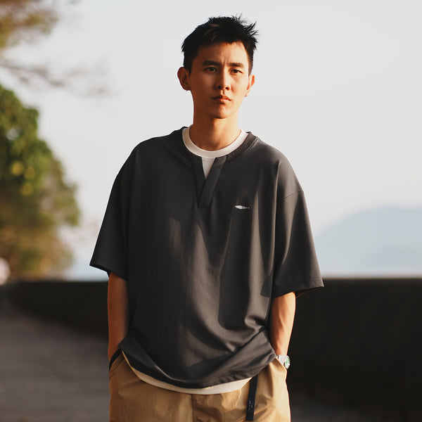 (TP1560) Fake Layer V Neck Tee