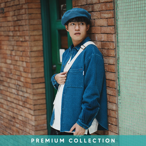 (ST338) Jacquard Indigo Heavyweight Shirt