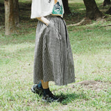 (DS018) Belted Checked Skirt