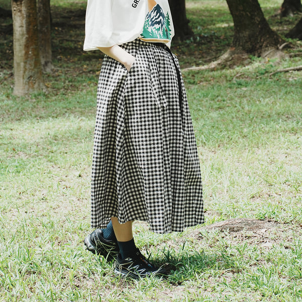(DS018) Belted Checked Skirt