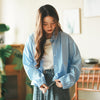 (BL006) Stripe Drawstrings Blouse