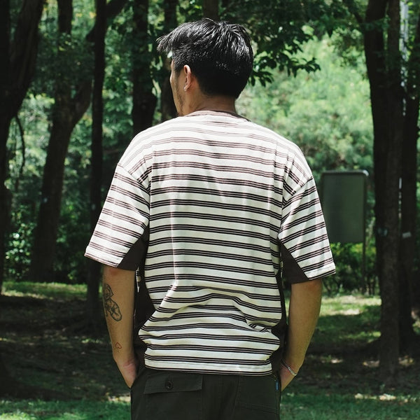 (TP1446) Stripe Contrast Tee