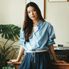 (BL006) Stripe Drawstrings Blouse