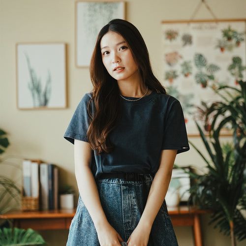 (TP1599) Washed Cropped Tee