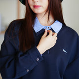 (TP1704) Cropped Long Sleeve Polo Shirt