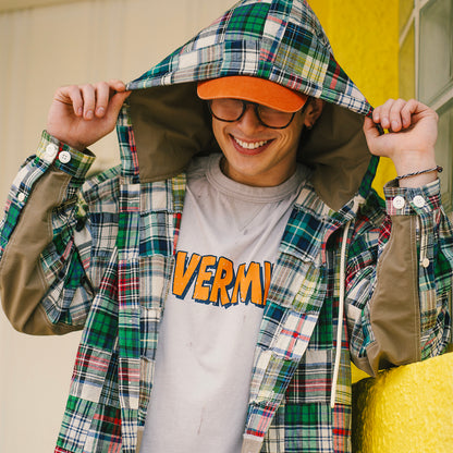(ST567) Patchwork Hooded Shirt