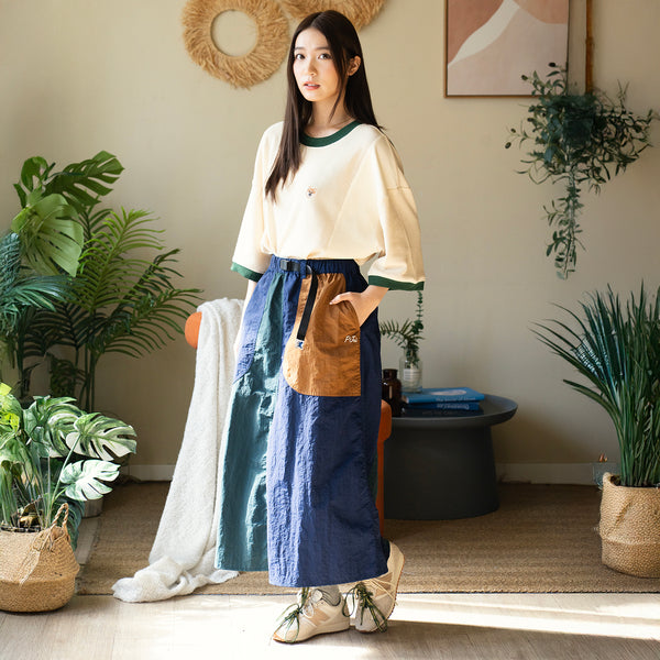 (TP1721) 窩夫格拼色滾邊Tee