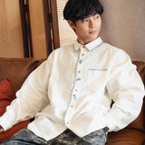 (ST486) Floral Embroidery Shirt