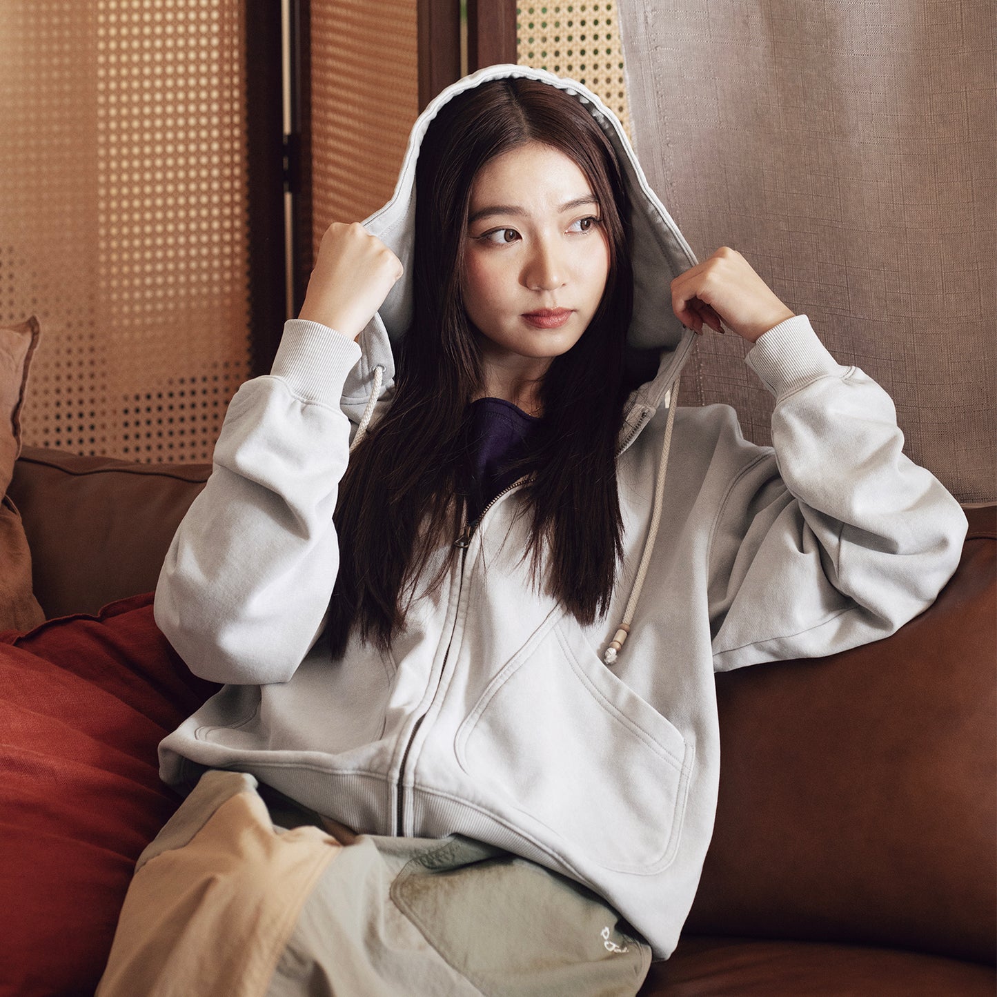 (JK410) Washed Zip Up Jacket