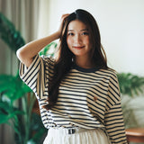 (TP1586) Stripe Layered Sleeve Tee